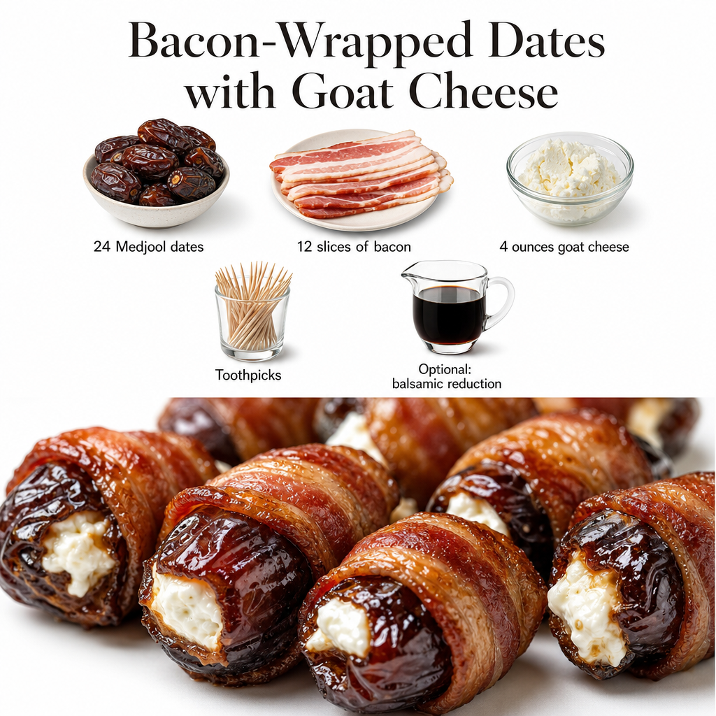 Bacon-Wrapped Dates with Goat Cheese - Easy Appetizer 2 Bacon-Wrapped Dates with Goat Cheese - Easy Appetizer