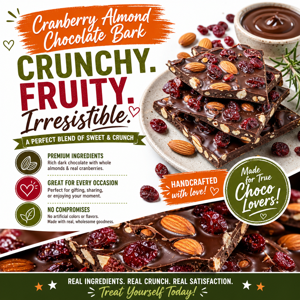 Cranberry Almond Chocolate Bark High Fiber Easy Treat 2 Cranberry Almond Chocolate Bark High Fiber Easy Treat