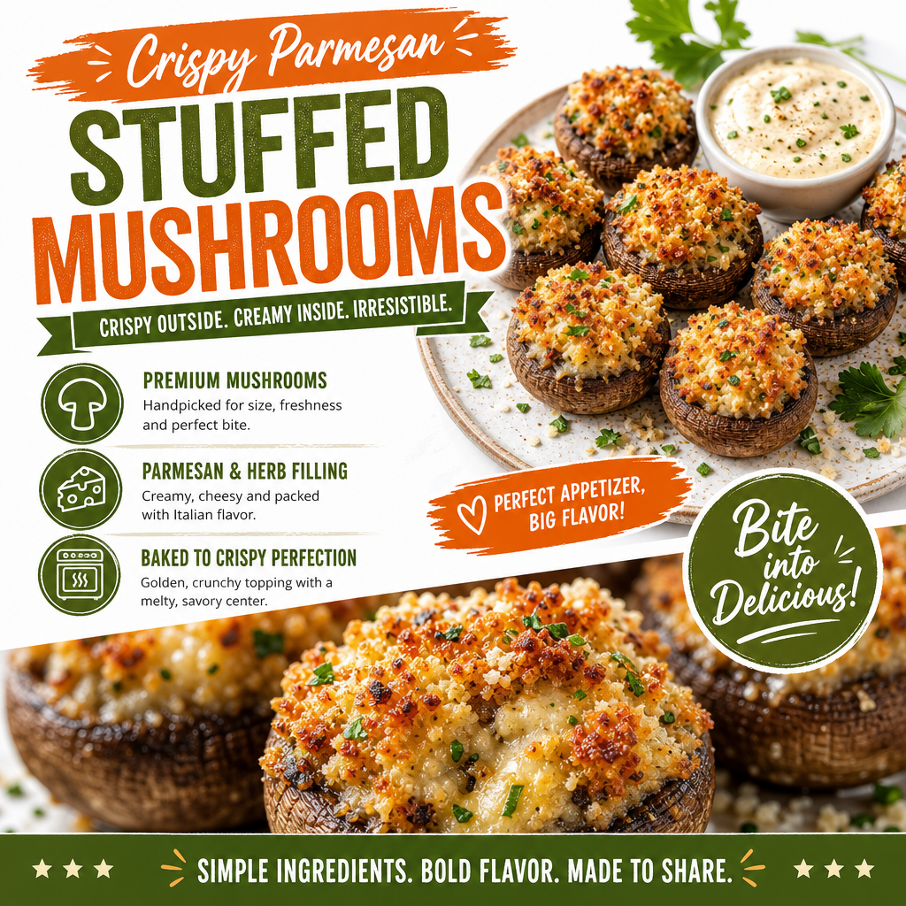 Crispy Parmesan Stuffed Mushrooms - Easy High-Fiber Recipe 2 Crispy Parmesan Stuffed Mushrooms - Easy High-Fiber Recipe