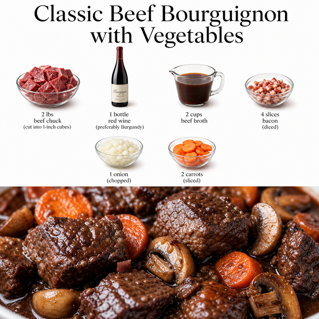 Beef Bourguignon with Vegetables - Easy Comfort Food 2 Beef Bourguignon with Vegetables - Easy Comfort Food