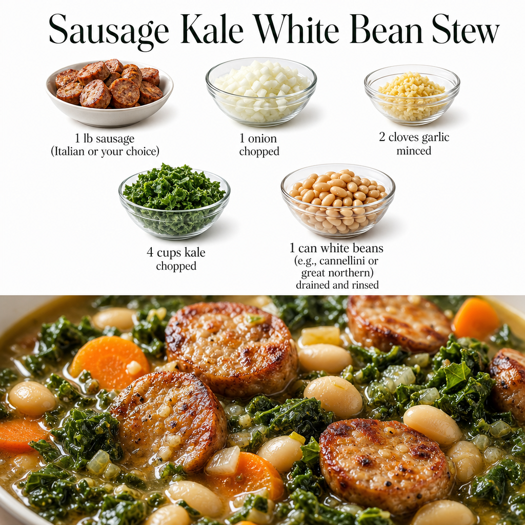 Sausage Kale White Bean Stew - High Fiber Comfort Food
