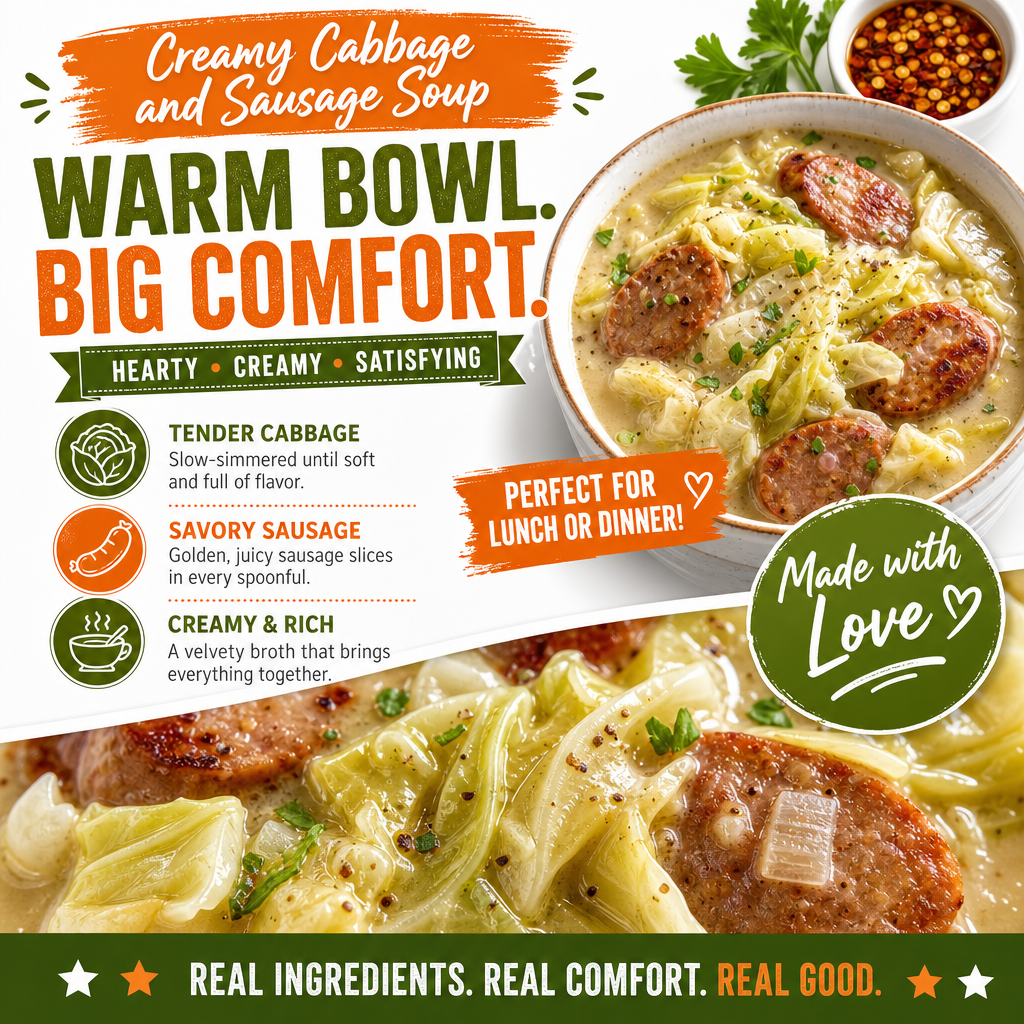Creamy Cabbage and Sausage Soup - High Fiber Comfort Food 2 Creamy Cabbage and Sausage Soup - High Fiber Comfort Food