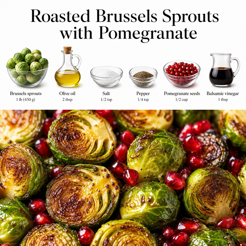 Roasted Brussels Sprouts with Pomegranate - High Fiber 2 Roasted Brussels Sprouts with Pomegranate - High Fiber