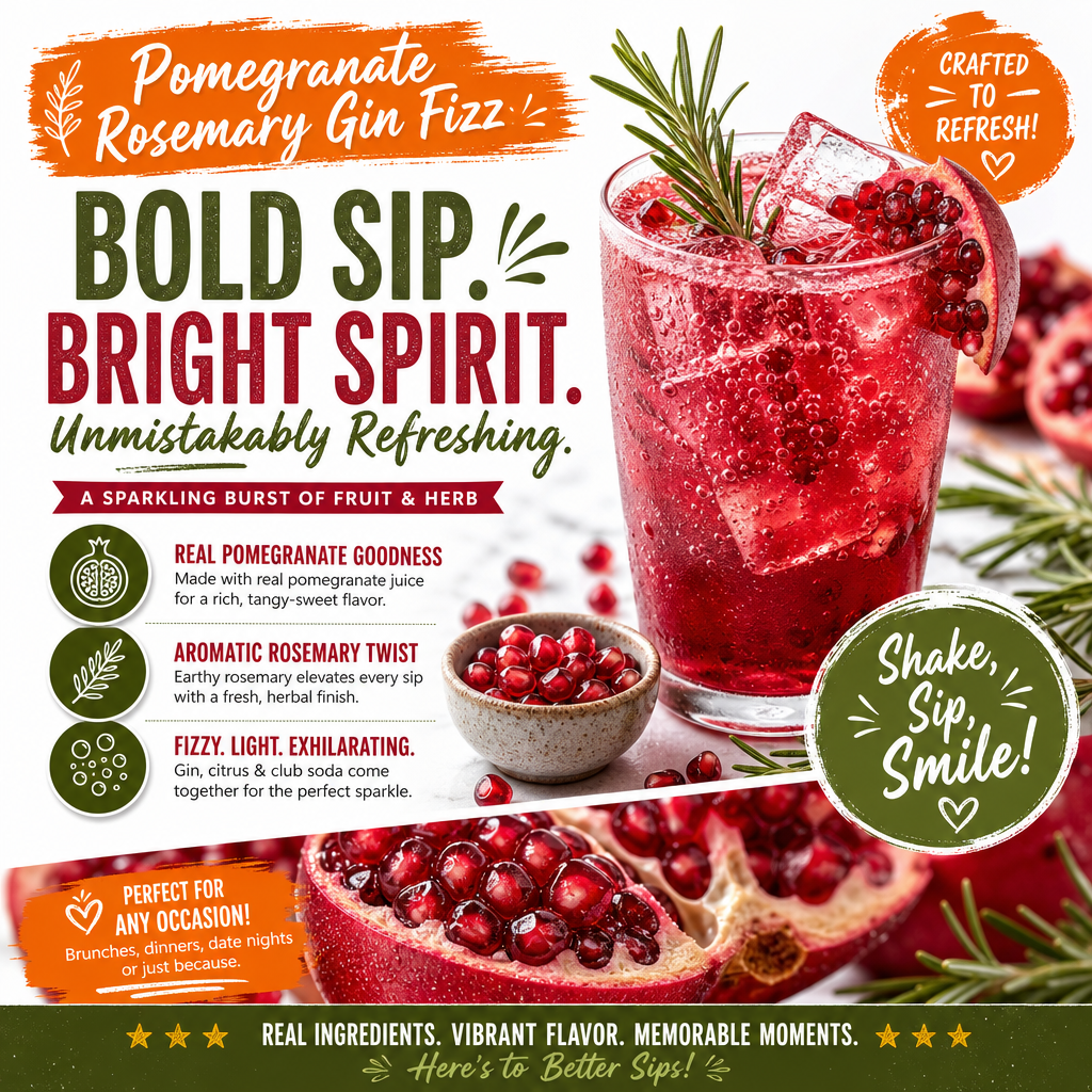 Pomegranate Rosemary Gin Fizz - Easy Refreshing Cocktail
