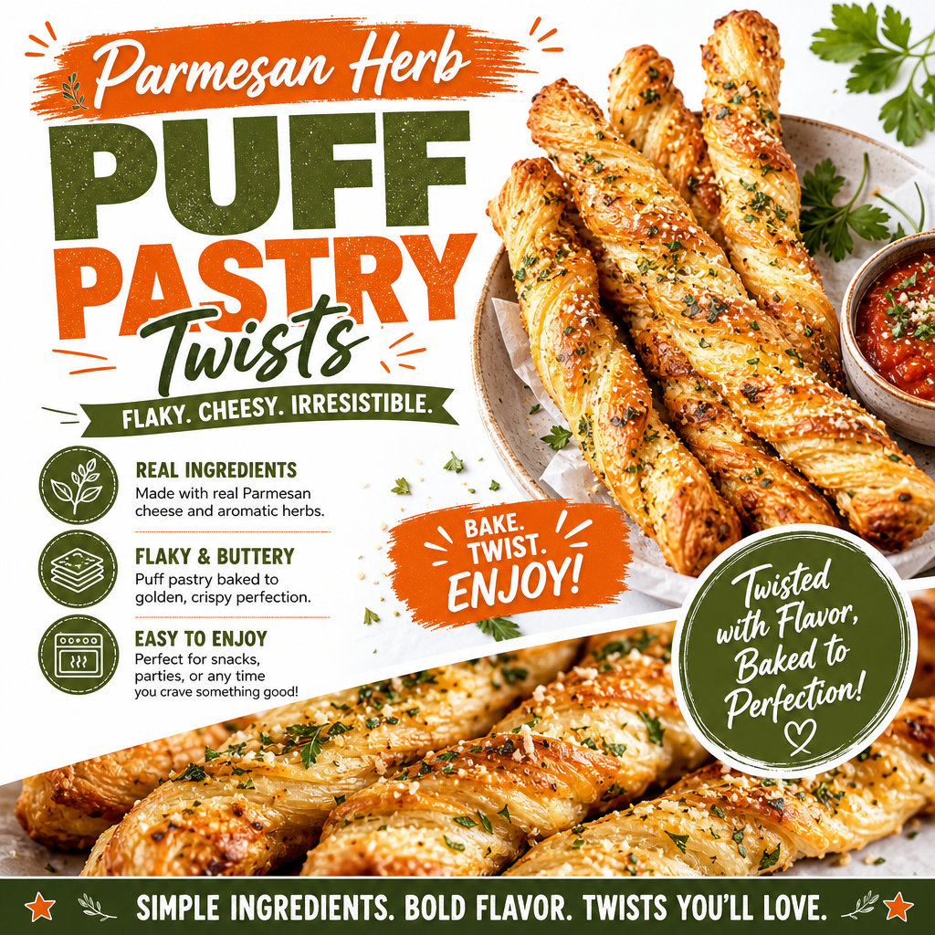 Easy Parmesan Herb Puff Pastry Twists