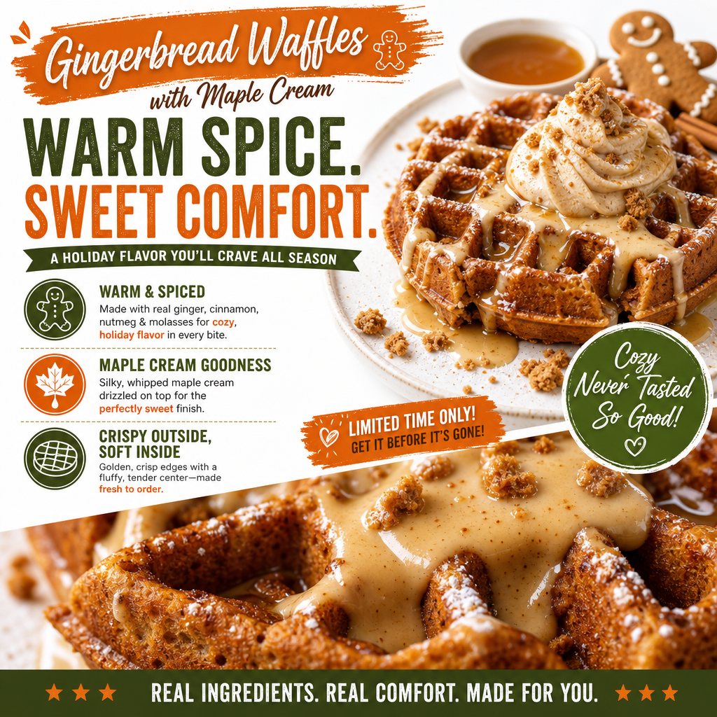 Easy Gingerbread Waffles with Maple Cream 2 Easy Gingerbread Waffles with Maple Cream