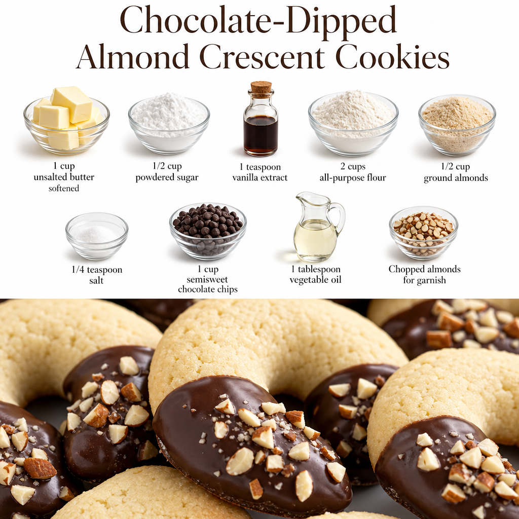 Easy Chocolate-Dipped Almond Crescent Cookies 2 Easy Chocolate-Dipped Almond Crescent Cookies