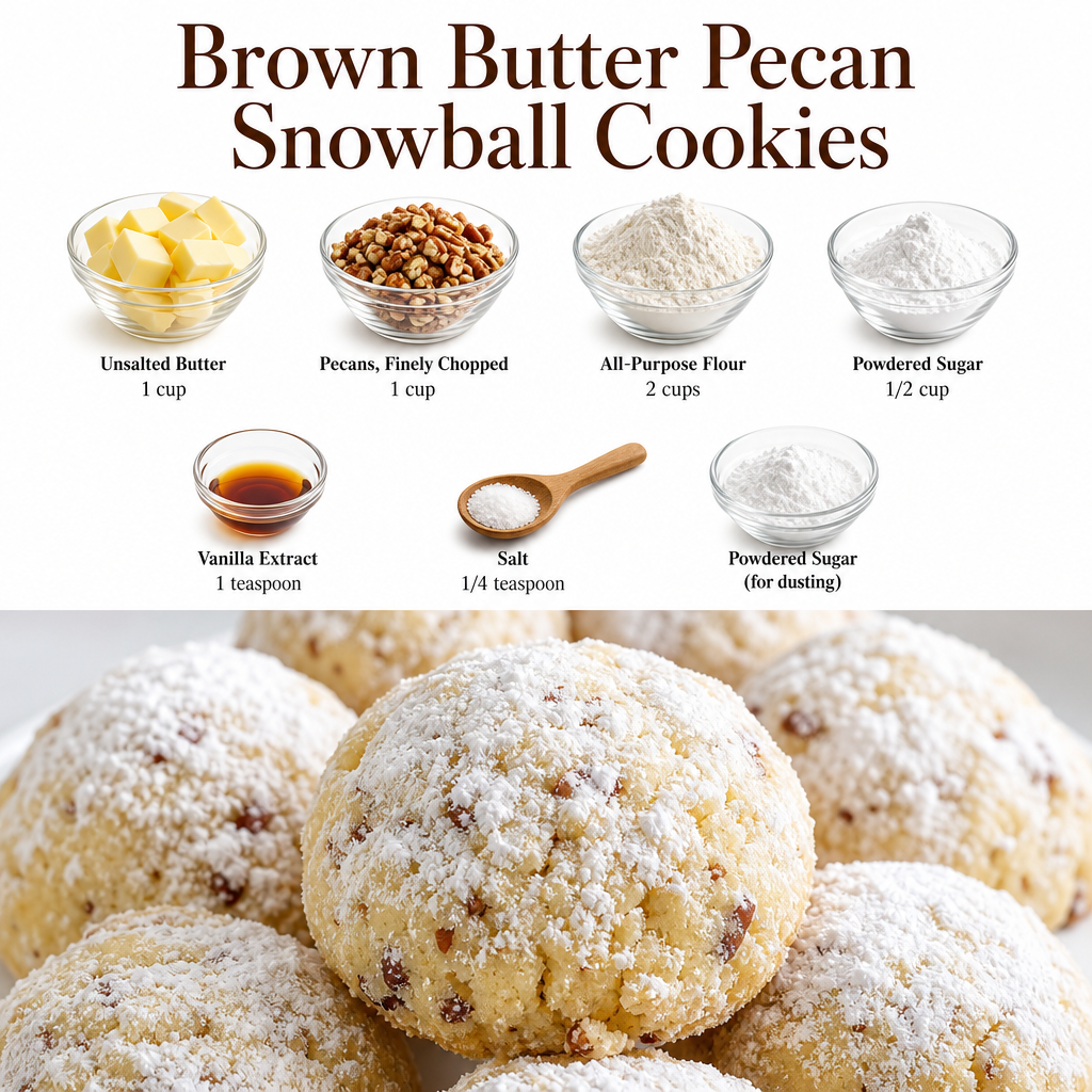 Easy Brown Butter Pecan Snowball Cookies 2 Easy Brown Butter Pecan Snowball Cookies