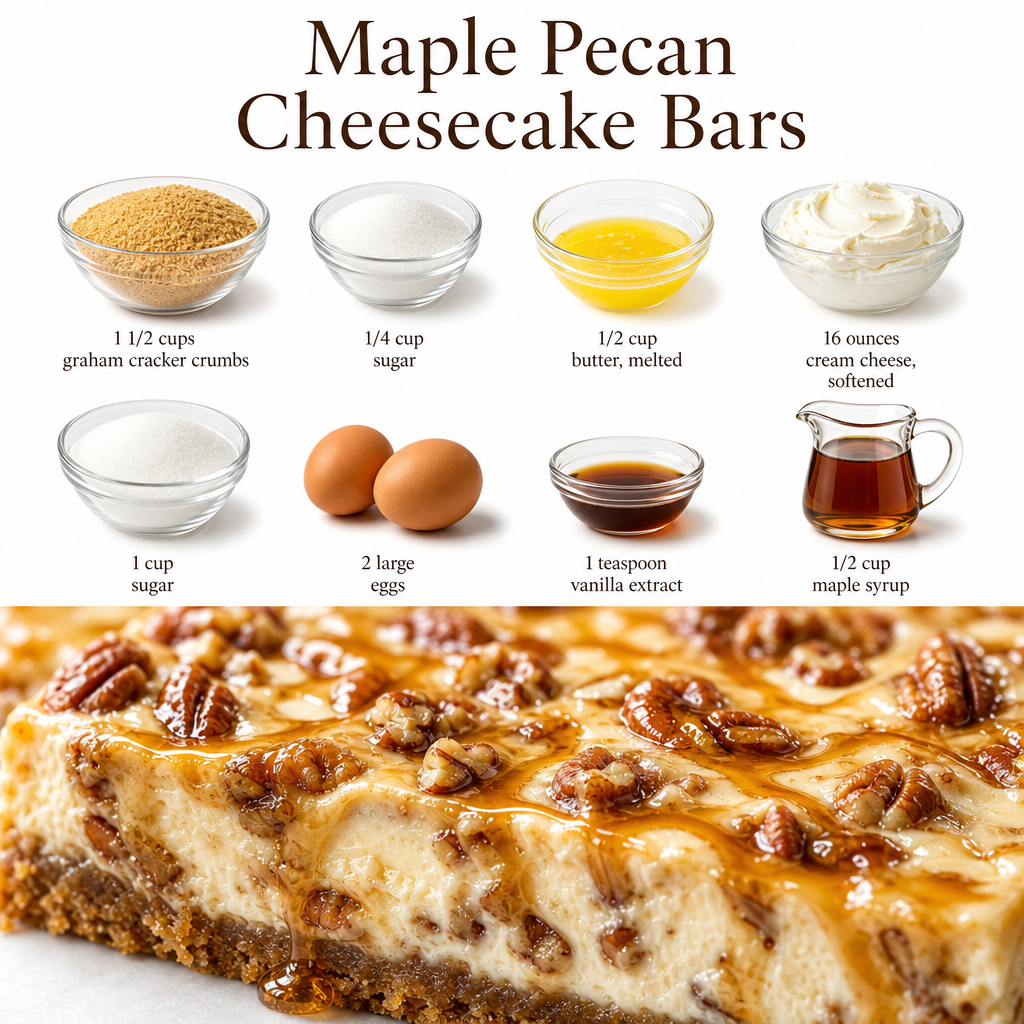 Maple Pecan Cheesecake Bars - Easy, Healthy Dessert