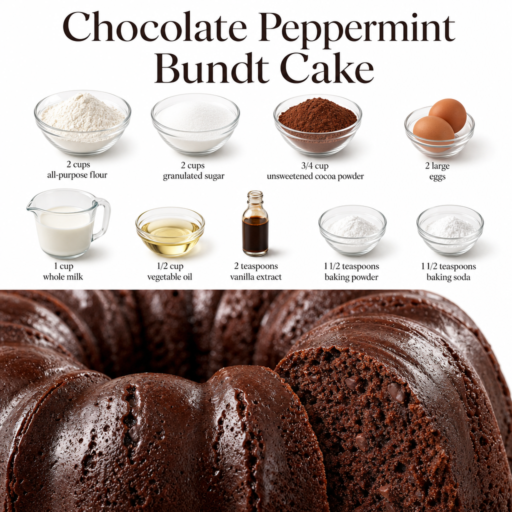 Chocolate Peppermint Bundt Cake - Easy High Fiber