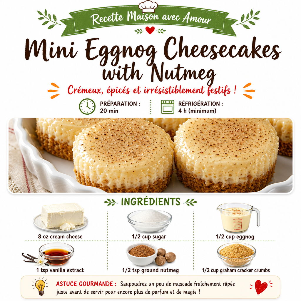 Mini Eggnog Cheesecakes with Nutmeg - Easy 2 Mini Eggnog Cheesecakes with Nutmeg - Easy