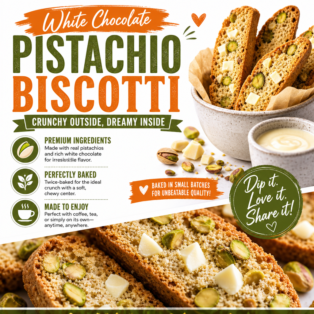 White Chocolate Pistachio Biscotti - Easy Recipe