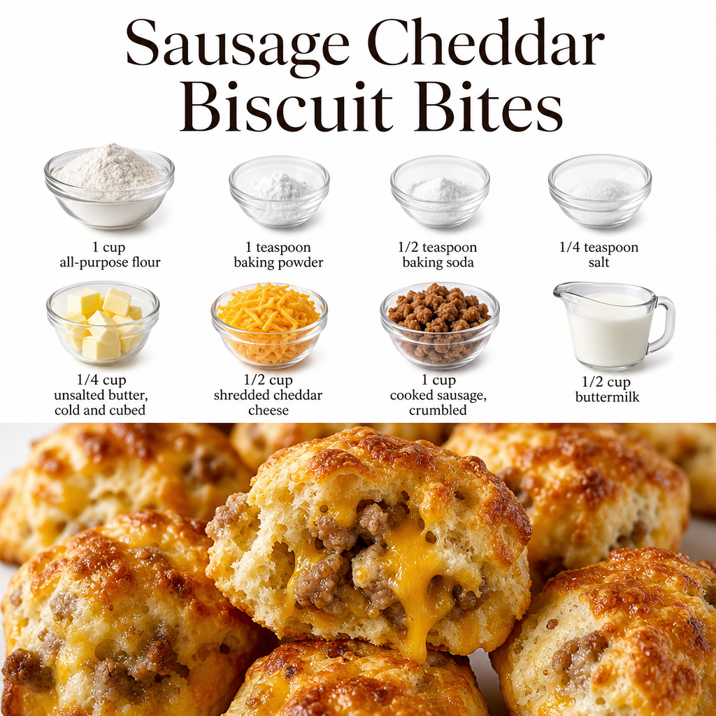 Sausage Cheddar Biscuit Bites - Easy Comfort Snack 2 Sausage Cheddar Biscuit Bites - Easy Comfort Snack