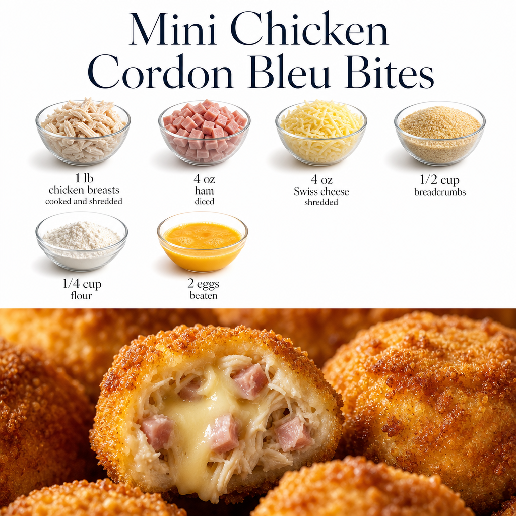 Mini Chicken Cordon Bleu Bites - Easy, Protein-Packed 2 Mini Chicken Cordon Bleu Bites - Easy, Protein-Packed
