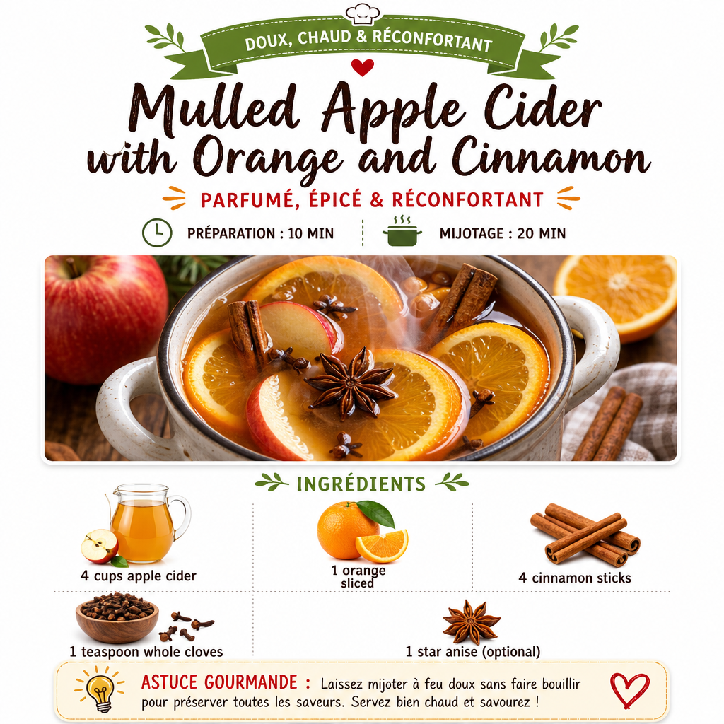 Mulled Apple Cider with Orange and Cinnamon - Easy