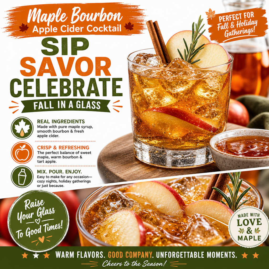 Easy Maple Bourbon Apple Cider Cocktail