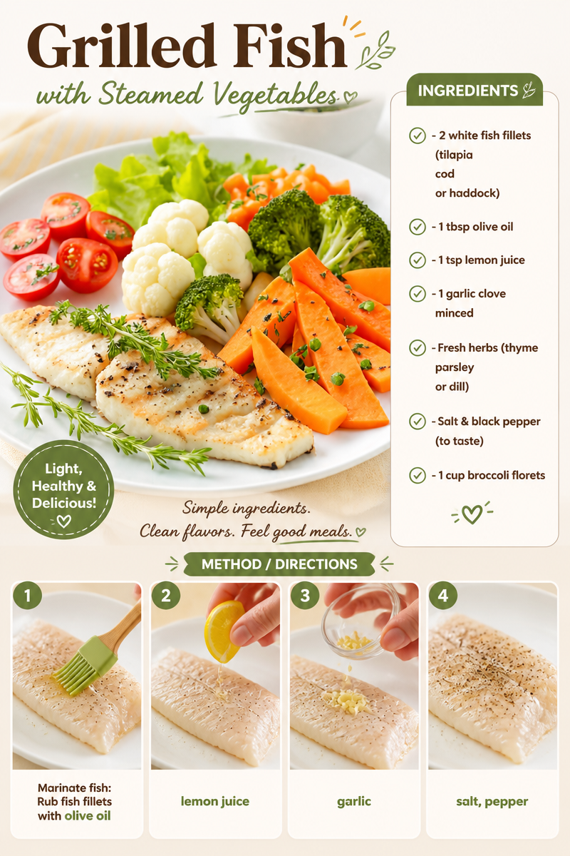 Grilled Fish with Steamed Vegetables