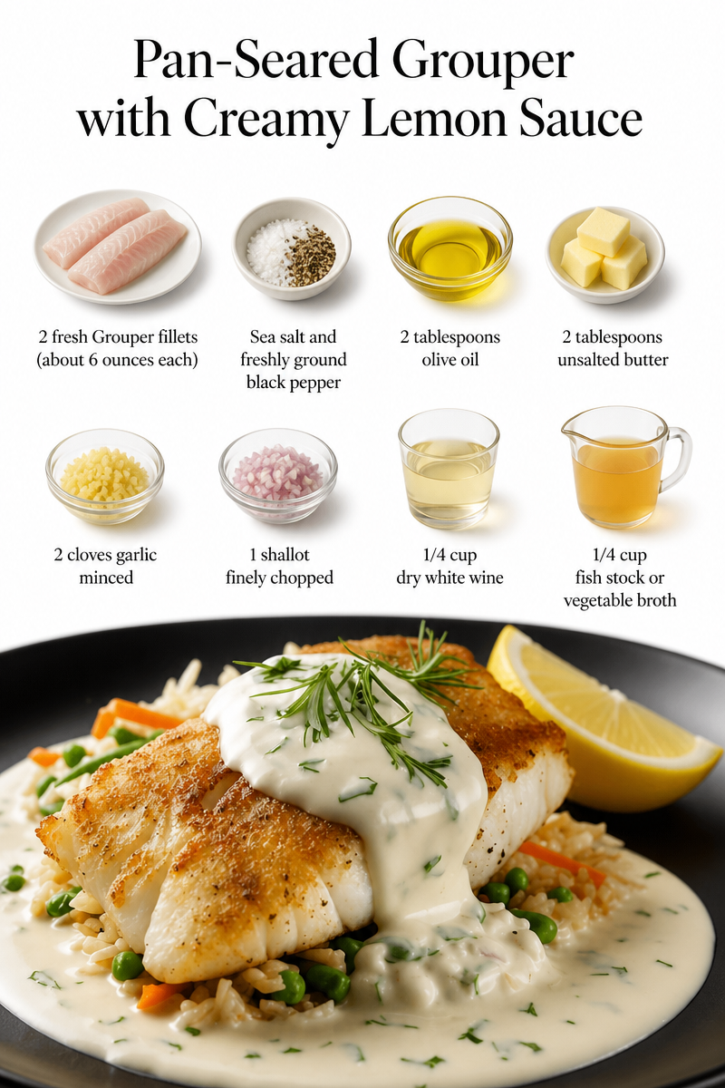 Pan-Seared Grouper with Creamy Lemon Sauce