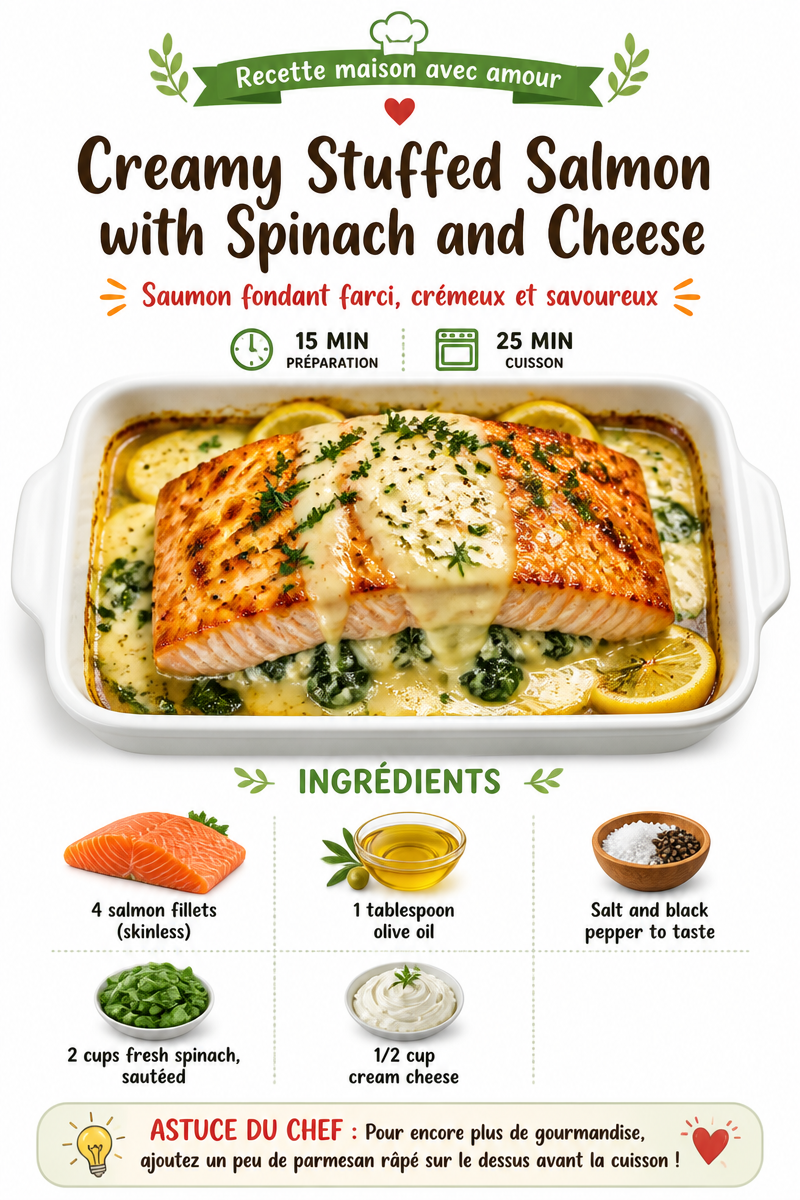 Creamy Stuffed Salmon with Spinach and Cheese
