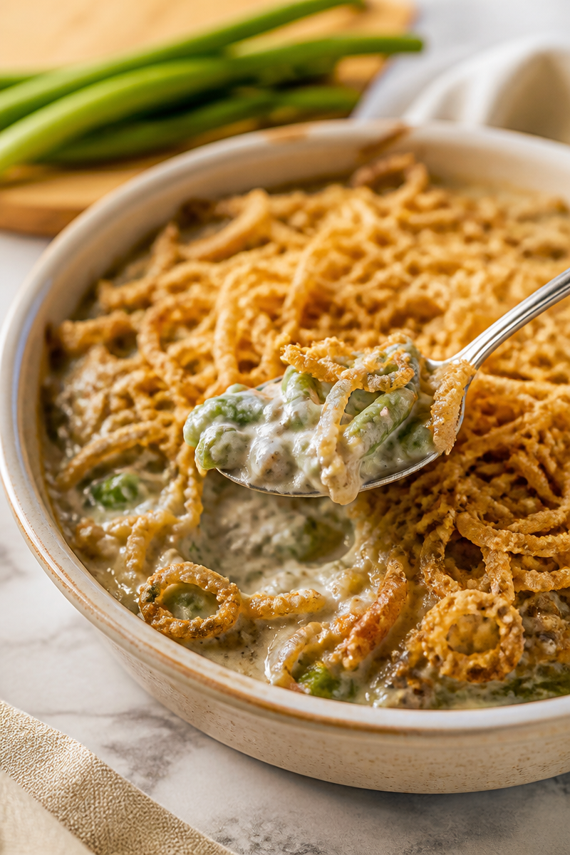 Green Bean Casserole With Homemade Mushroom Sauce