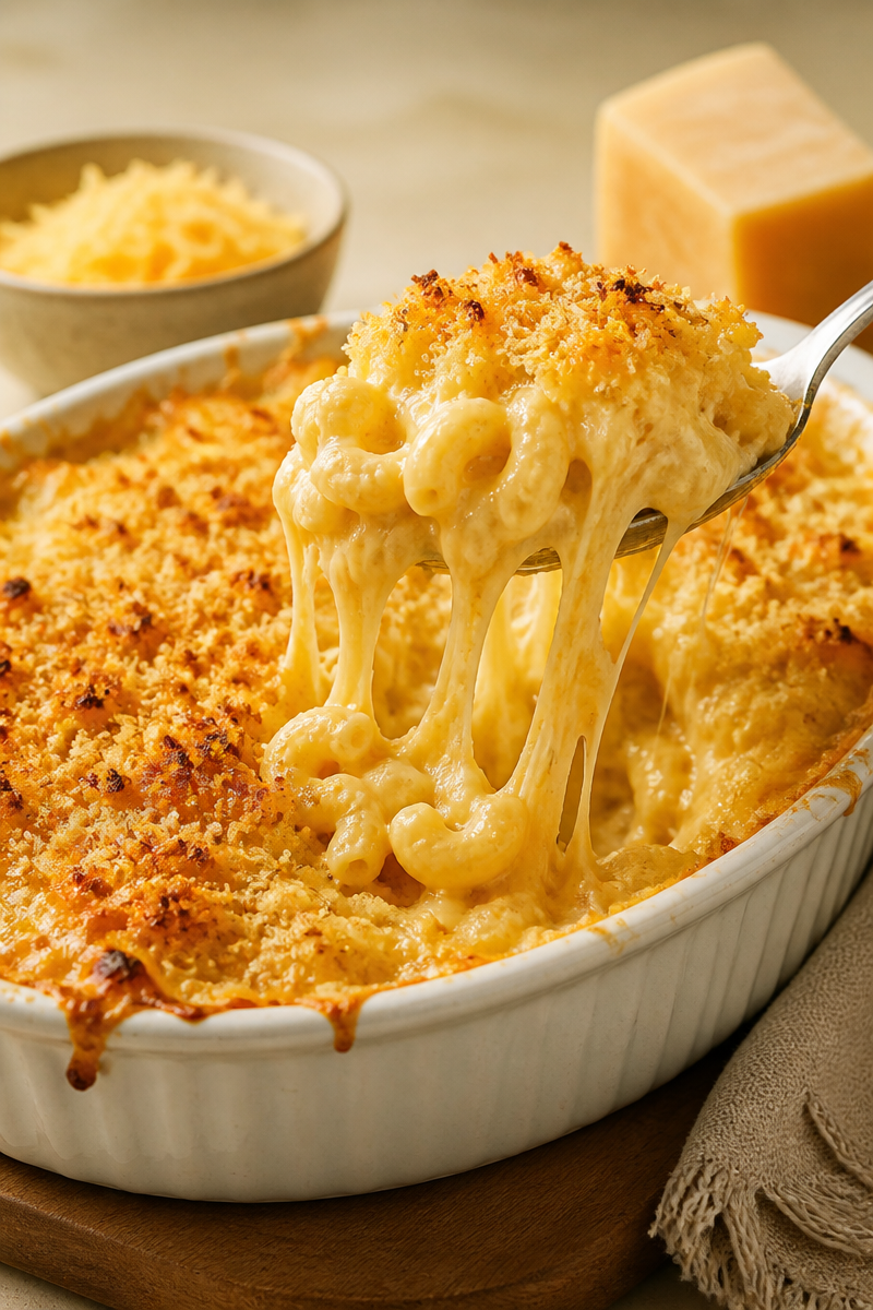 Baked Mac and Cheese with Three Cheeses