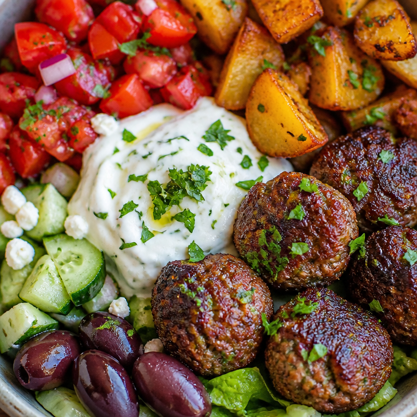 Greek Meatball Bowl