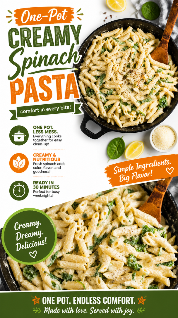 One-Pot Creamy Spinach Pasta