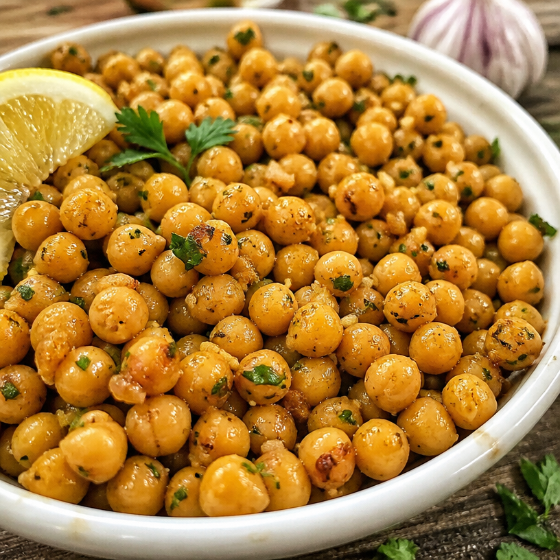Lebanese Lemon Garlic Chickpeas - Msabaha