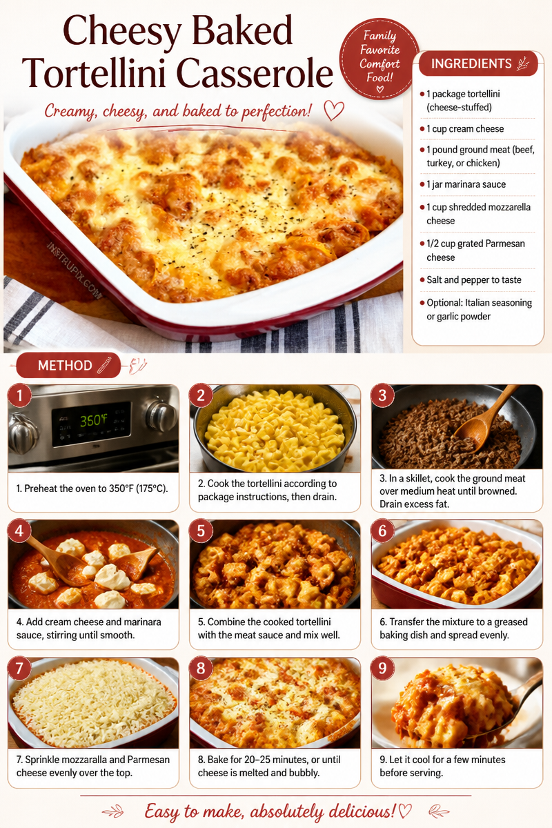 Cheesy Baked Tortellini Casserole