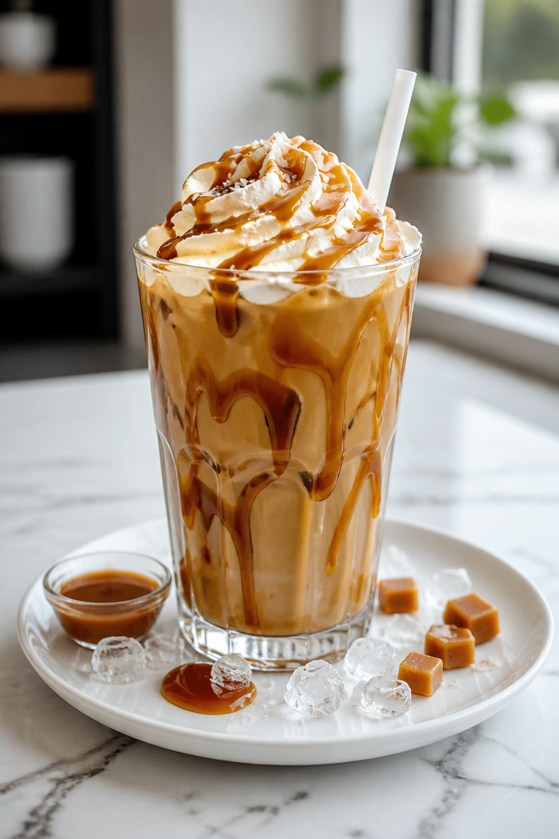 Salted Caramel Iced Coffee Drink