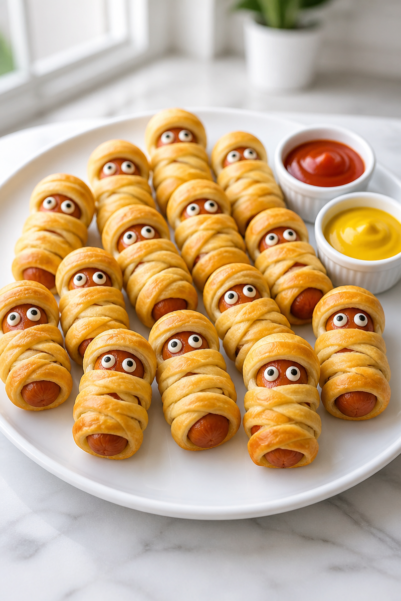 Halloween Mummy Hot Dog Bites