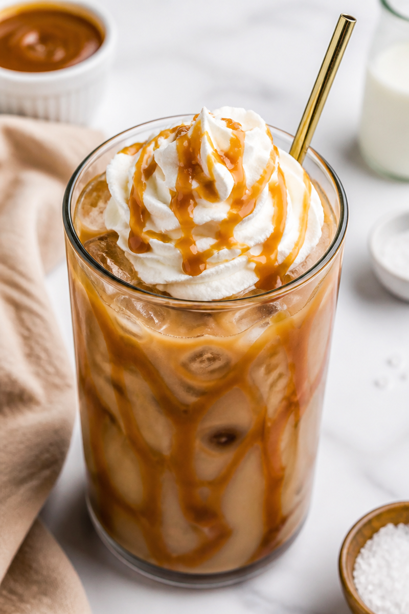 Salted Caramel Iced Coffee Drink