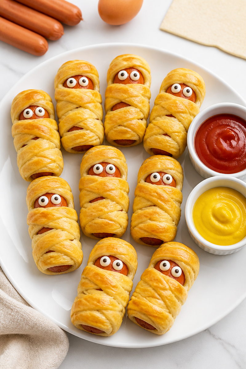 Halloween Mummy Hot Dog Bites