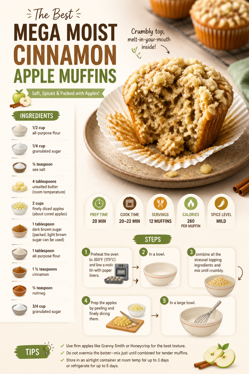 The Best Mega Moist Cinnamon Apple Muffins Recipe