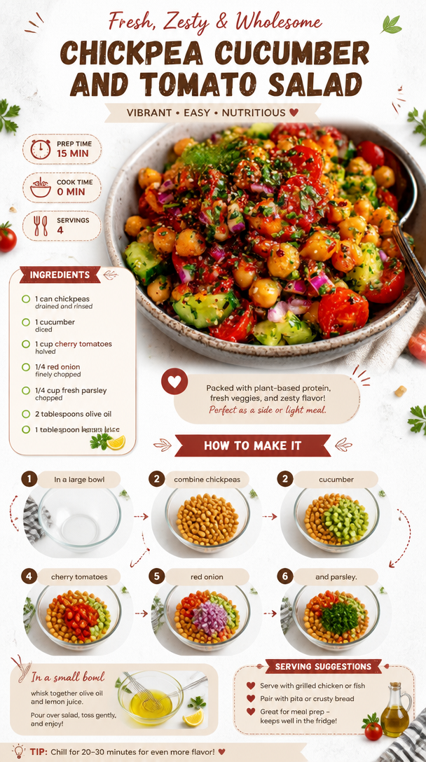 Chickpea Cucumber and Tomato Salad