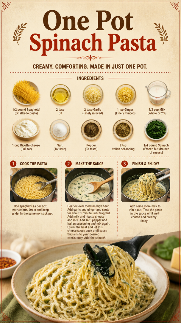 One Pot Spinach Pasta