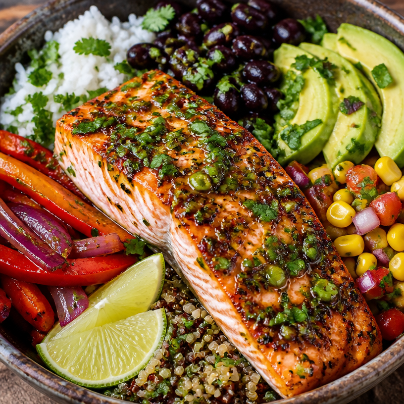 Cilantro Lime Salmon Nourish Bowls