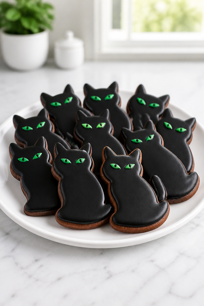Spooky Black Cat Sugar Cookie
