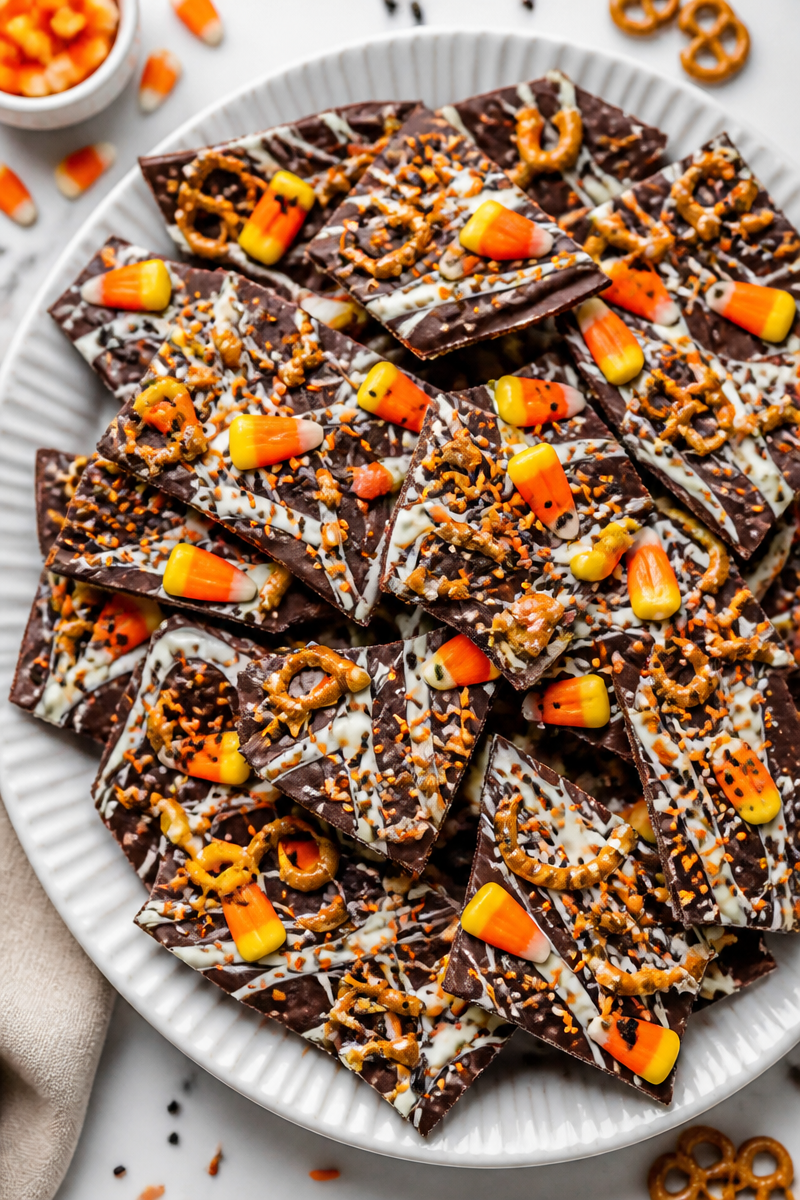 Halloween Candy Bark Pretzel Snack