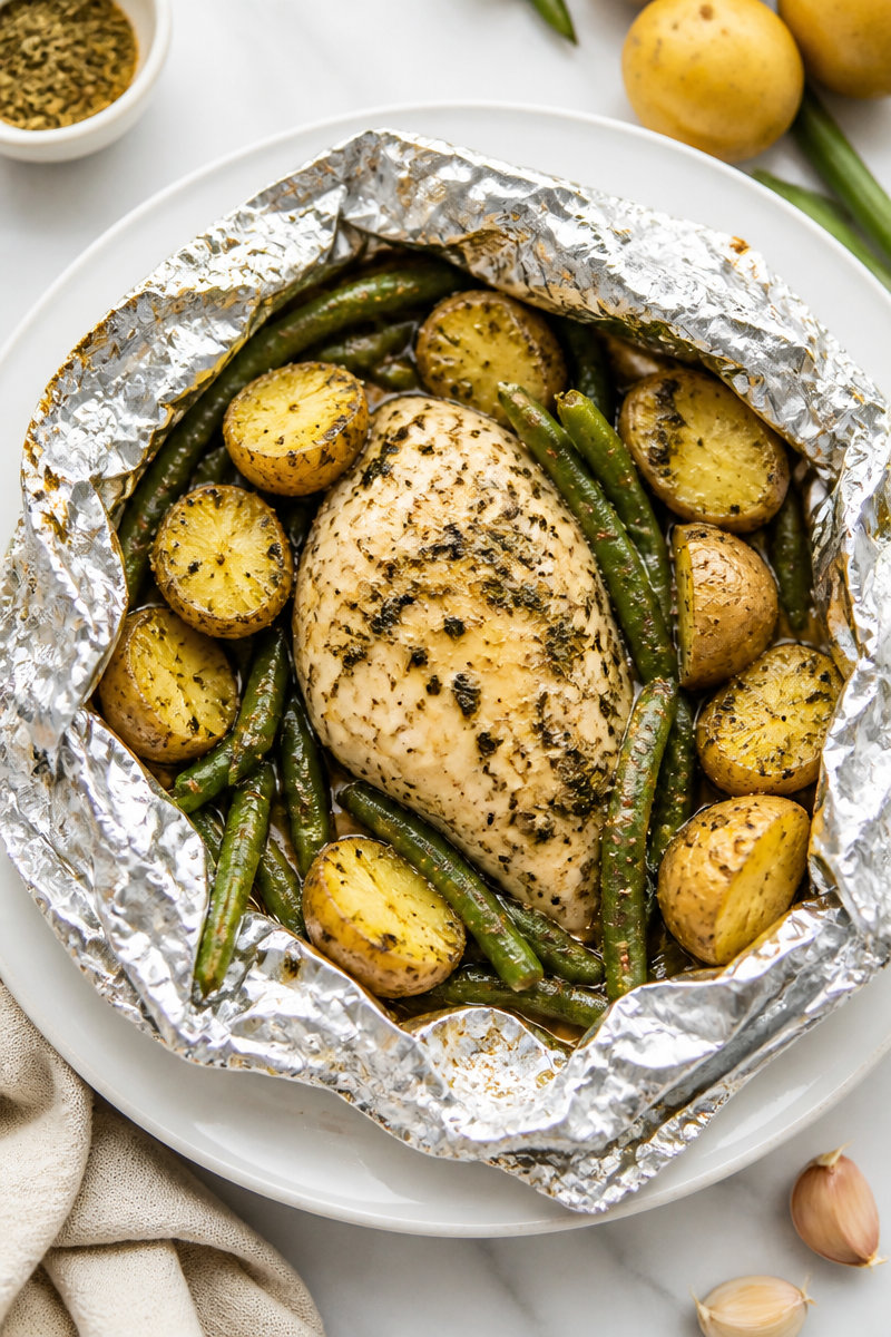 Campfire Foil Packet Chicken Dinner