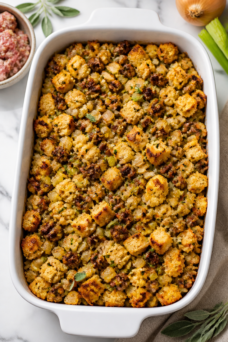 Cornbread Stuffing Sausage Sage Herb