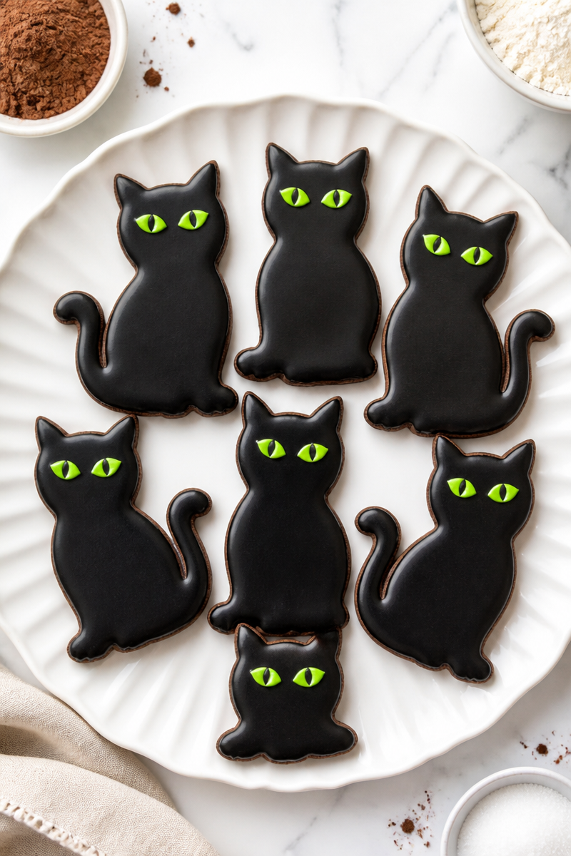 Spooky Black Cat Sugar Cookie