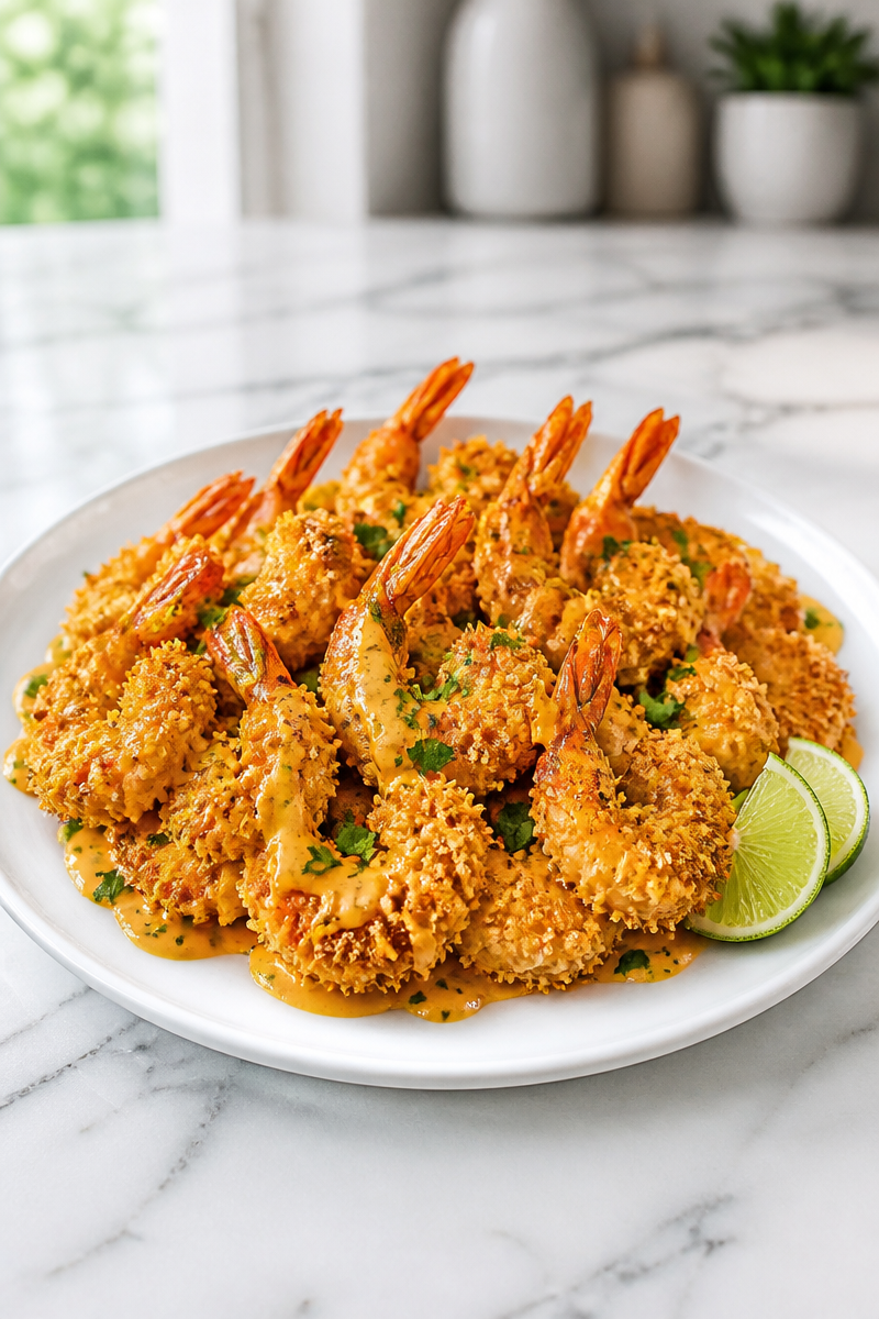 Crispy Baked Coconut Curry Shrimp