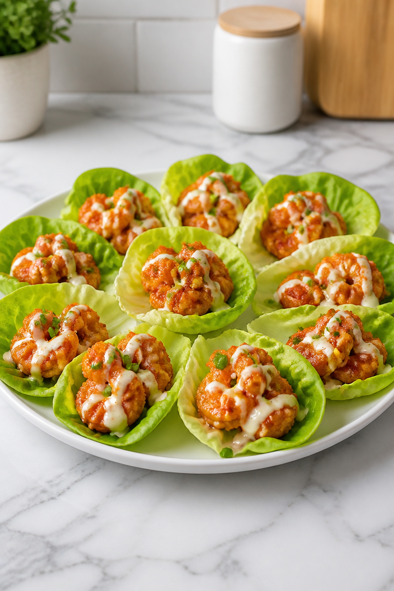 Crispy Baked Buffalo Shrimp Lettuce Wrap