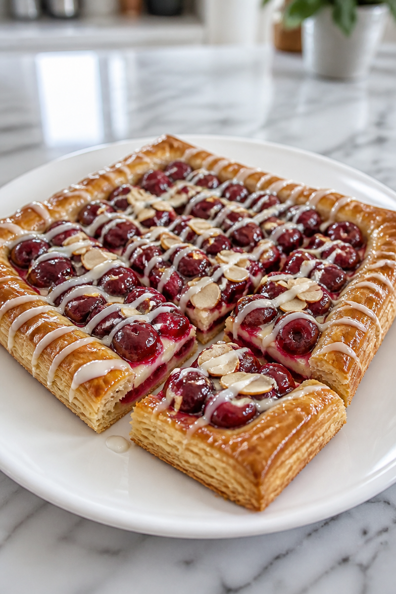 Baked Cherry Almond Danish Pastry