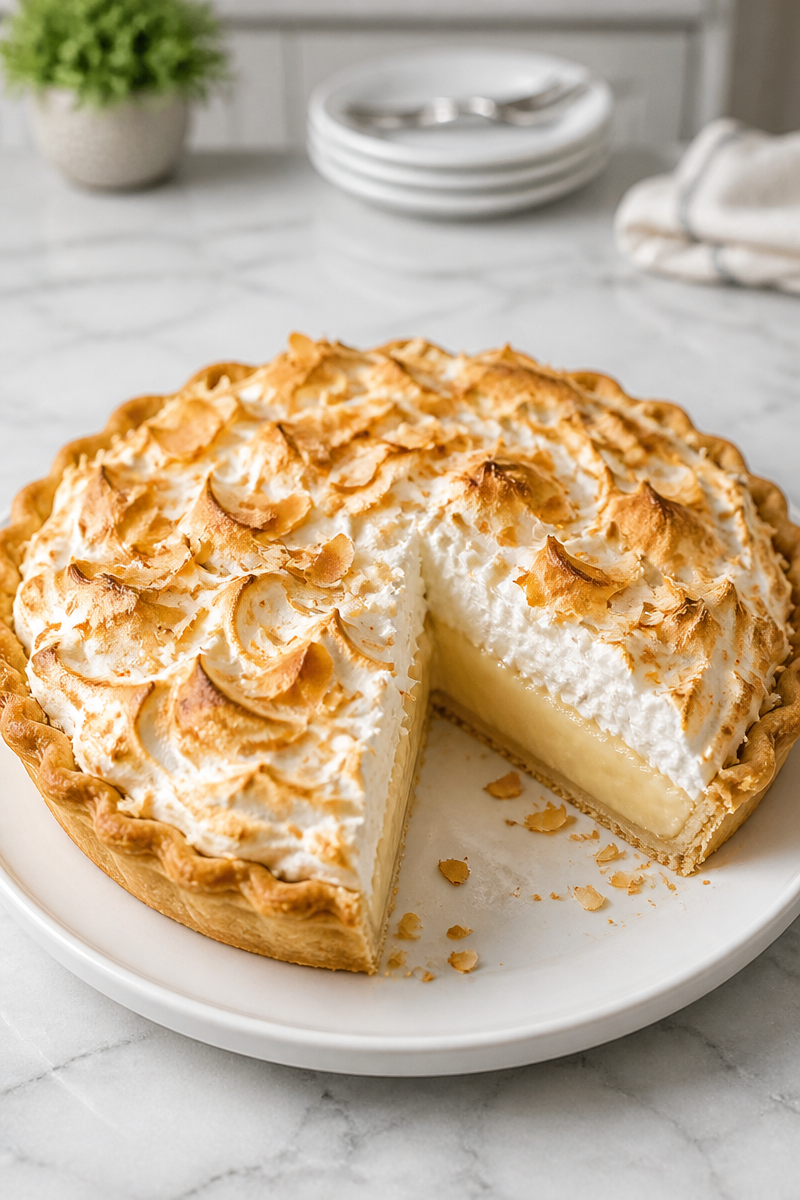 Baked Coconut Cream Pie Meringue