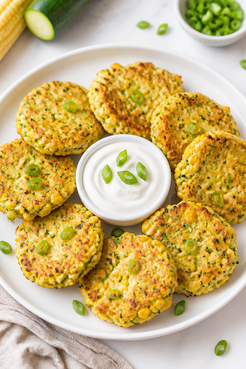Crispy Baked Corn Fritter Zucchini