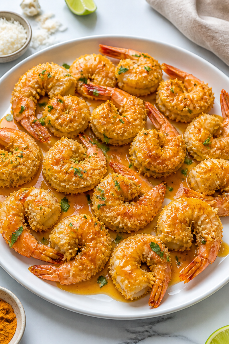 Crispy Baked Coconut Curry Shrimp