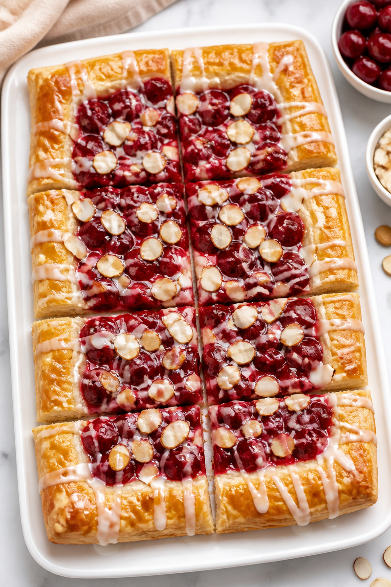 Baked Cherry Almond Danish Pastry