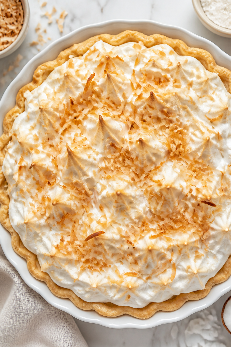Baked Coconut Cream Pie Meringue